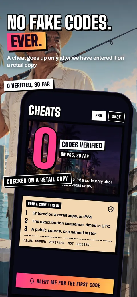 Vicedex cheats screen: no fake codes, ever. Zero codes verified so far.