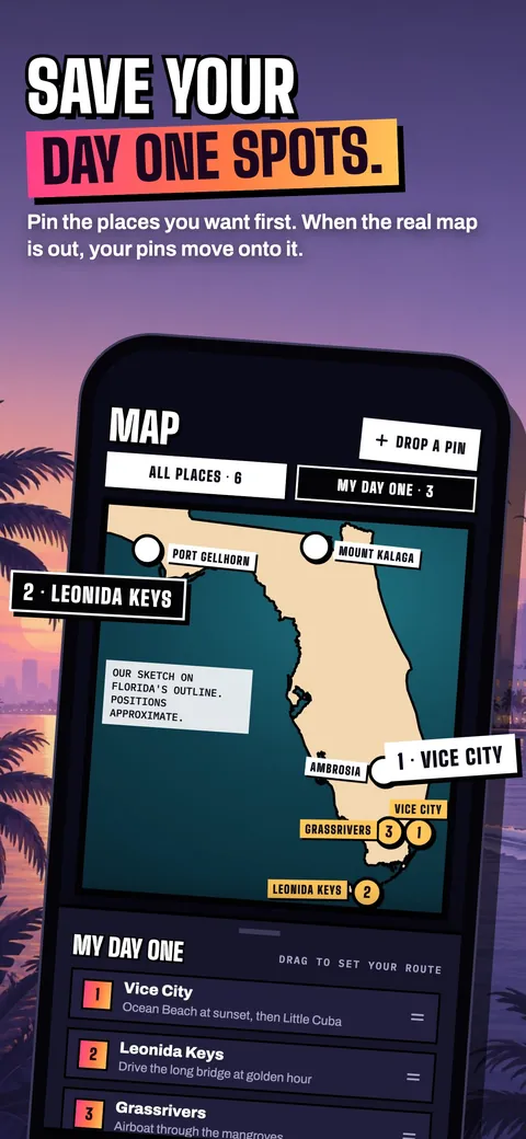Vicedex map: pin the places you want to see first.